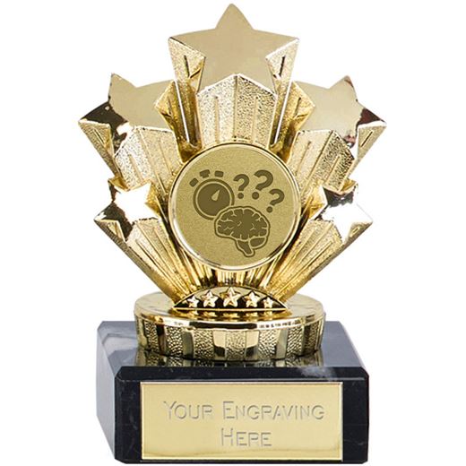 Gold Star Quiz Trophy On Marble Base 9.5cm (3.75")